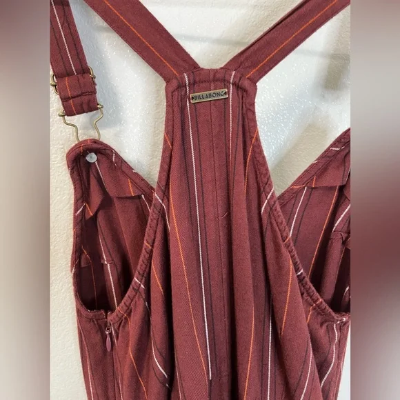 Billabong Bella Day Burgundy Multi Striped Culotte Jumpsuit XS - Picture 10 of 12